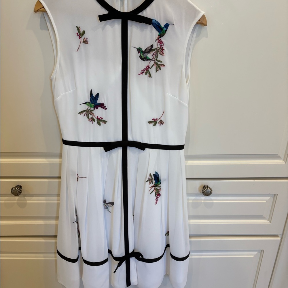 Ted Baker White Dress with Bird Embroidery